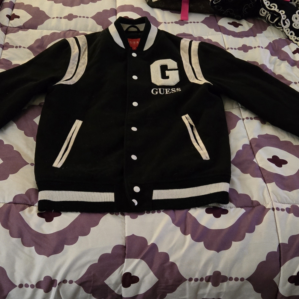 Guess Black and White Varsity Jacket